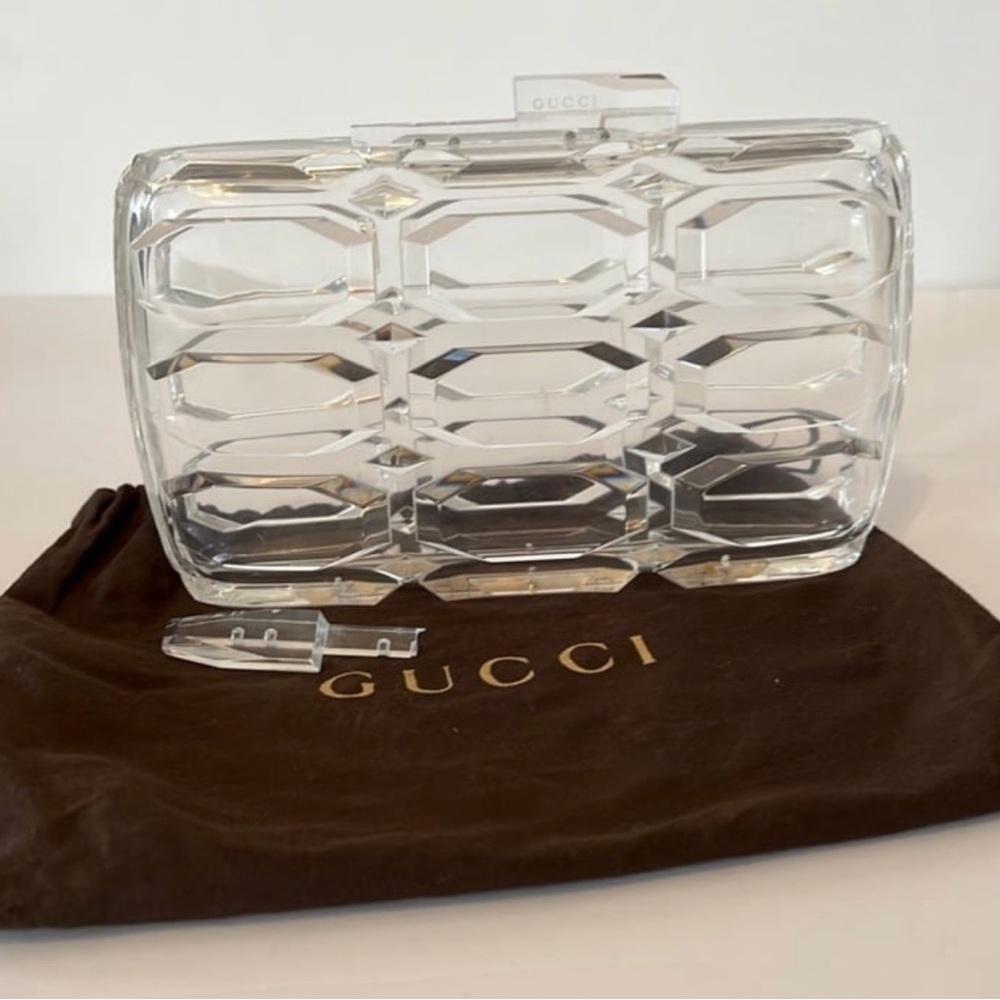 GUCCI Aristrographic Plexiglass Clutch Purse READ‎